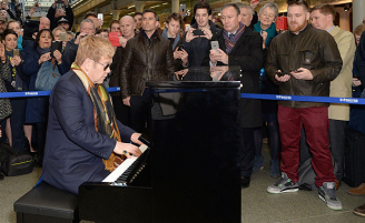 Elton John performs at St Pancras London!!